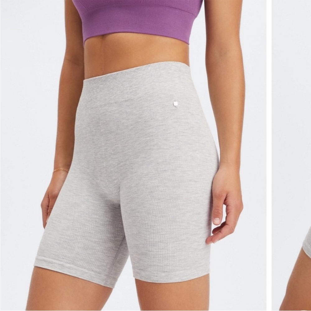 Fabletics Gray Ribbed Biker Shorts